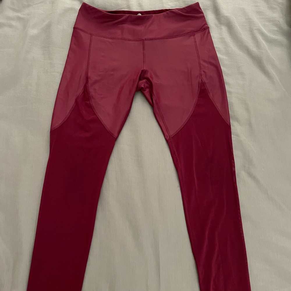 90 degrees reflex burgundy tights pants with mesh